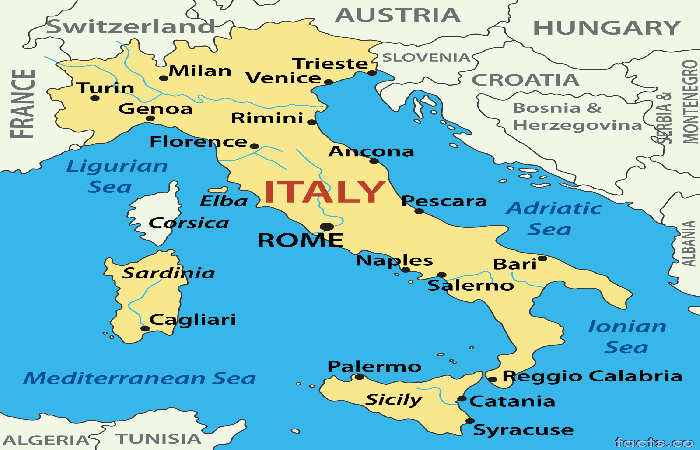نقشه ی ایتالیا